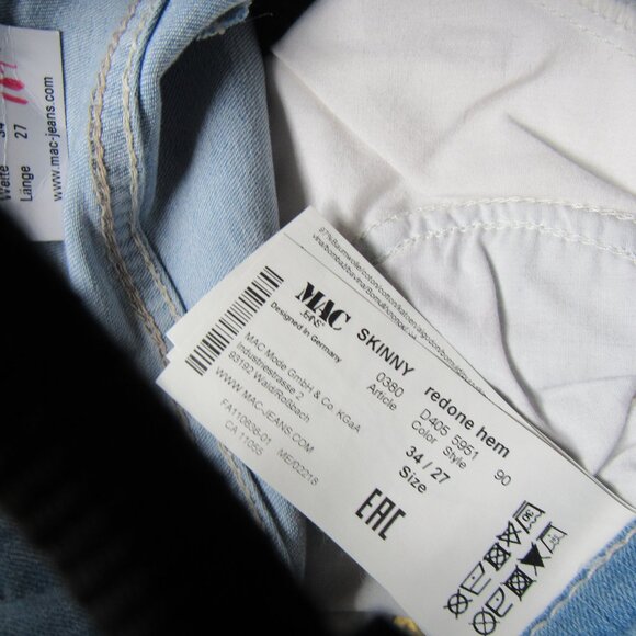 Mac Women Jeans, Blue, waist 27in, inseam 27in, cotton, Skinny - Picture 4 of 9